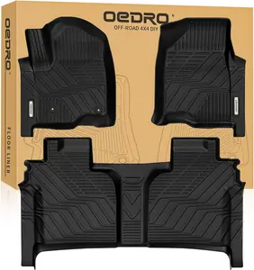 OEDRO Upgraded Floor Mats Fit for 2019-2025 Chevrolet Silverado 1500/GMC Sierra 1500 & 2020-2025 Chevy Silverado/GMC Sierra 2500HD/3500HD Crew Cab w/Rear Under seat Storage Box, Front Bucket Seating cargo liner all  weather  floor  mats cargo mat fit Outd