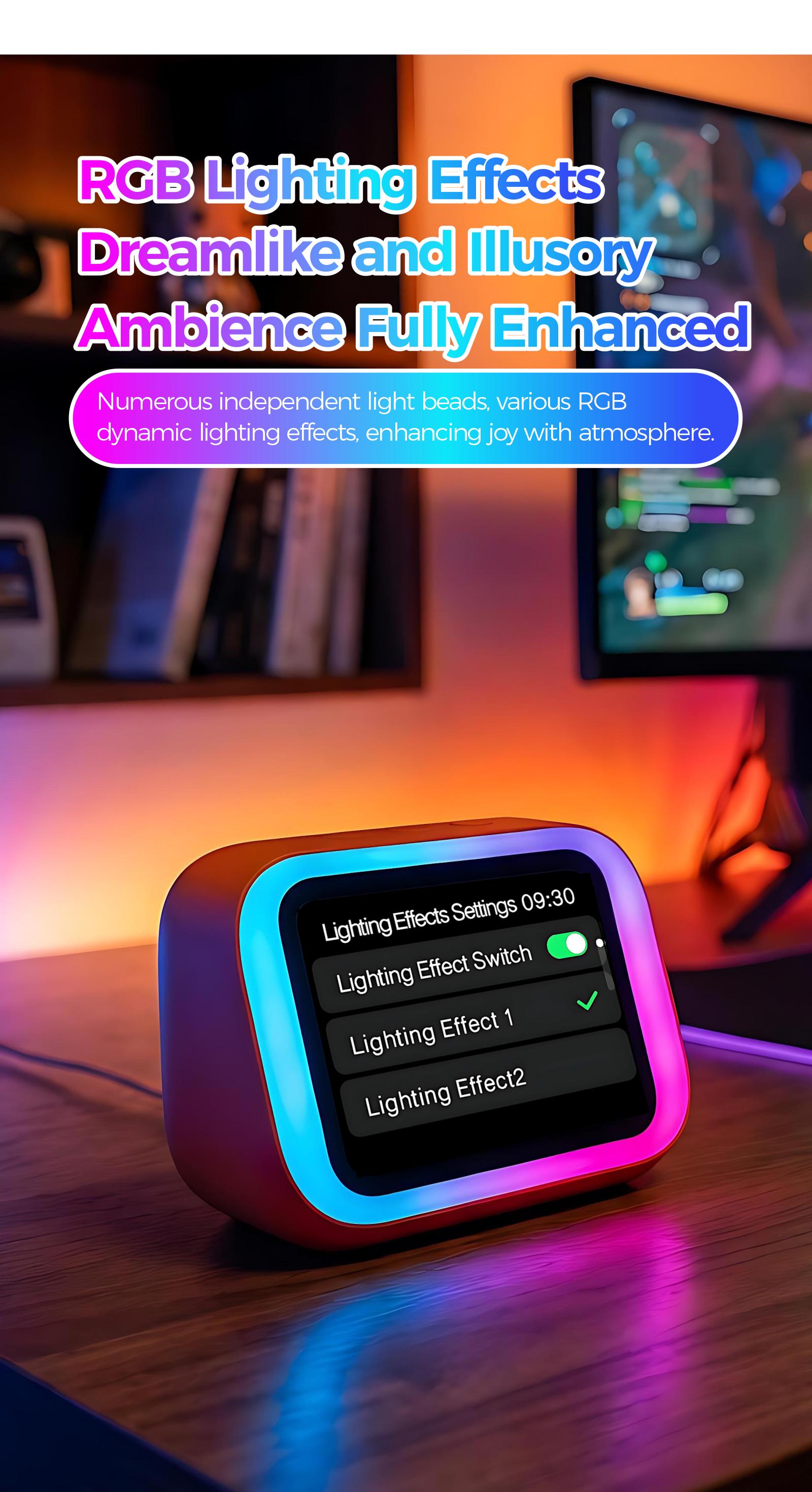 Smart HD Screen Bluetooth Speaker | AI Voice Assistant, Smart Alarm Clock & Digital Photo Frame | RGB Desktop Speaker with Hands-Free Calling