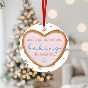 Pregnancy announcement ceramic ornament - high quality double sided - bun in the oven