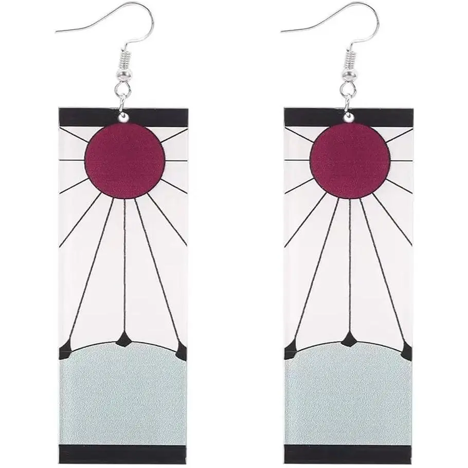 Tanjiro Drop Dangle Earrings, Alloy Steel Anime Cosplay Jewelry for Unisex-Child with French Wire Back Finding, Cosplay Earrings, No, 2.91 X 2.09 X 0.39 Inches