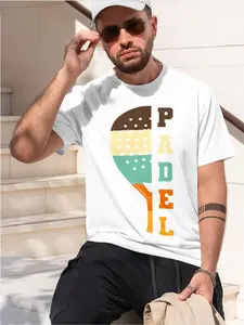 PADEL 2026 new model Black/White Tee Stylish & Comfortable Loose Crew Neck Short Sleeve T-shirts Versatile On Trend Eye Catching Printed Graphic Casual Tee for Daily Wear Outings & Leisure