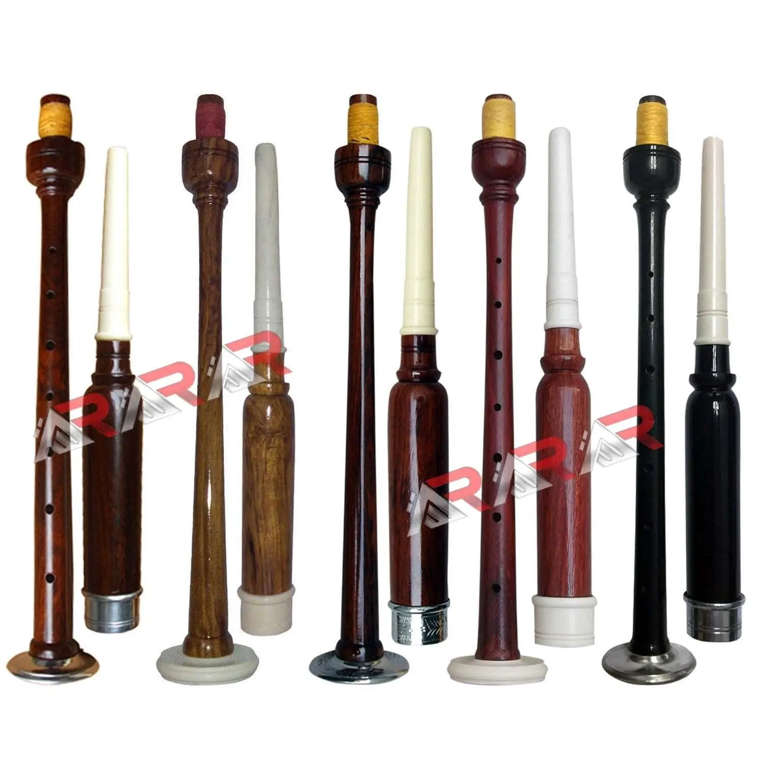 Rosewood Practice Chanter Wind Instrument for Musicians - Natural Color, Imitation Ivory Mounts, Authentic Feel, Ready for Immediate Use, 2 Free Reeds Included, Wind Instruments