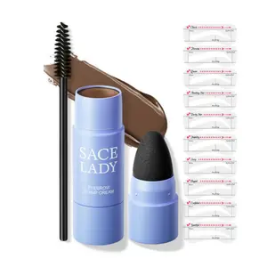 SACE LADY Eyebrow Stamp Kit, Brow Stencil Easy to use & Natural Looking, Pigmented Long Lasting Eye Brow Cream with Brush and 10 Reusable Eye Stencils