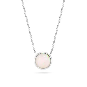 Milky Blue Opal Circle Necklace