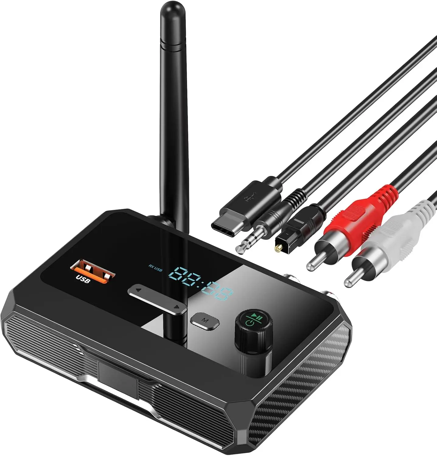 Bluetooth.Receiver for Home Stereo, RCA Bluetooth Adapter, Low Latency & HD Music Audio, Support Optical AUX .mm, RCA Receiver Adapter for Speakers, Music Streaming Stereo System