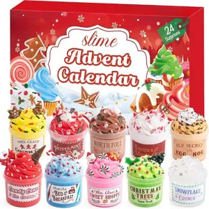 Summer Spring Gift Slime Advent Calendar 2025, Christmas Countdown Calendar 24 Days, Different Butter Slime Cloud Slime Fluffy DIY Kit for Girls and Boys, Non-Sticky and Safe