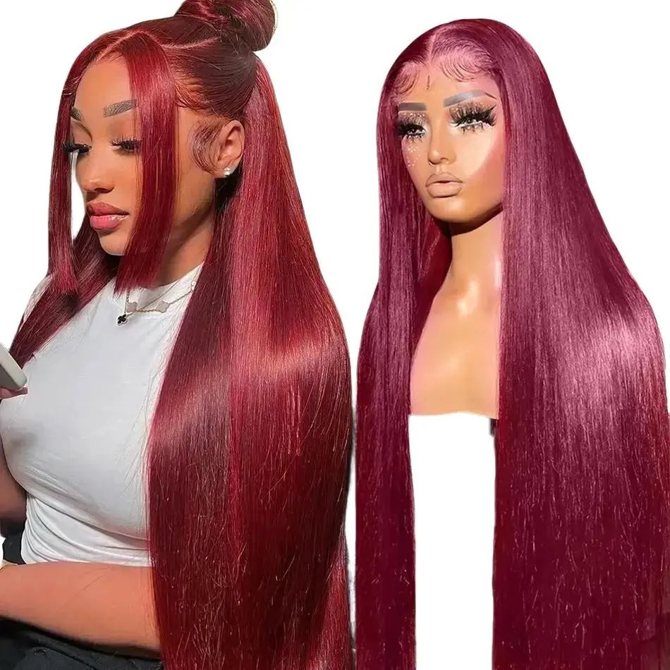 ITODAY 99J Burgundy Lace Front Wigs Body Wave Lace Frontal Human Hair Wigs For Woman Colored 13x6 HD Lace Front Human Hair Wigs