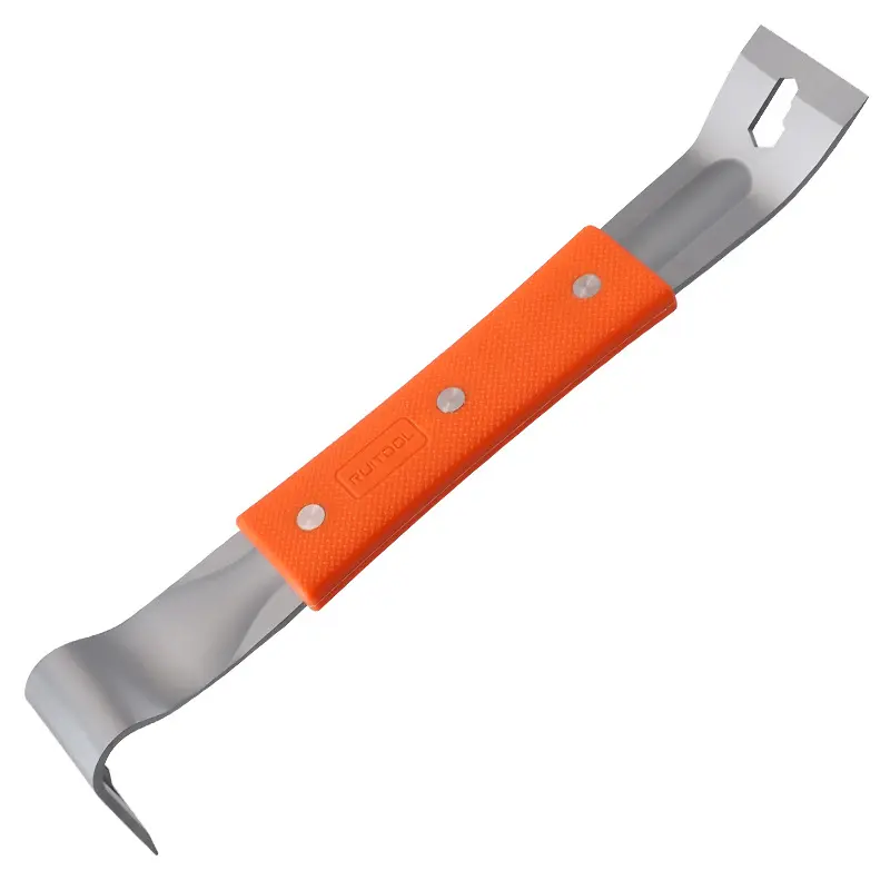 Stainless Steel Crowbar with Orange Rubber Handle