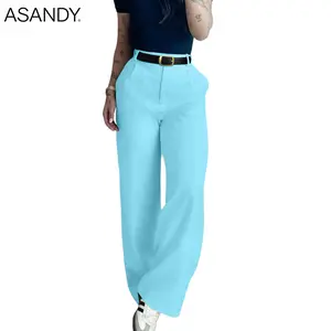 ASANDY Lady's Essential High-Waisted Wide-Leg Tailored Pants, Pleated Loose-Fit Basic Bottoms - Versatile for Office, Casual Daily Outfits,summervibes