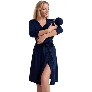 Maternity Robe and Baby Receiving Blanket, Matching Mommy Labor Delivery Robe and Swaddle Set