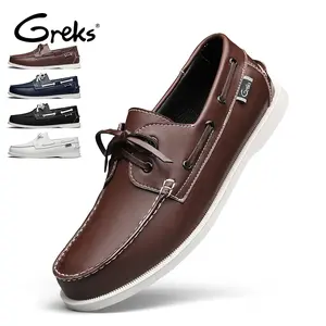 GREKS Men's Classic Lace-Up Boat Shoes, Casual Slip-On Loafers for Everyday Wear, Lightweight Casual Footwear for All Occasions