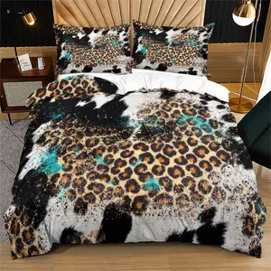 Leopard Cow Print Decorative Bedding Set, Soft Comfortable Warm Sheets, Includes Pillowcases, Perfect Gift for Teens & Adults