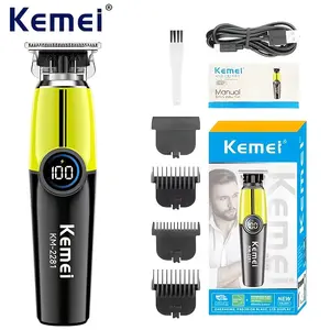 Kemei Km-2281 Electric Hair Trimmer LCD Display Professional Hair Cutting Machine, Portable Barber Design, Battery Included