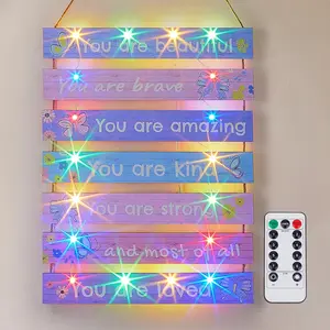 Girls Room Decor for Teen Girls Boys with LED Light  Wall Decor for Bedroom Motivational Inspirational Wall Art Girl Room Decoration for  Living Room, 8 Kinds of Lights, Purple Butterfly