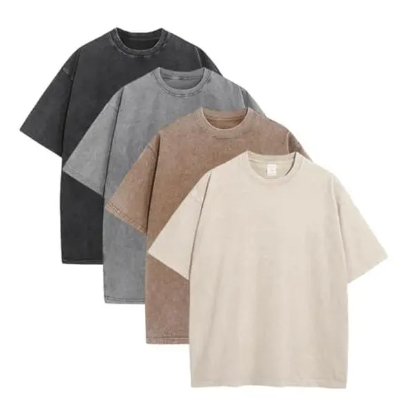 Men's Oversized Loose Acid Washed Heavyweight Cotton Round Neck Short Sleeve T-Shirt - 1/4 Pack, Solid Color Vintage Unisex Street Workout Top, Menswear, Clothes