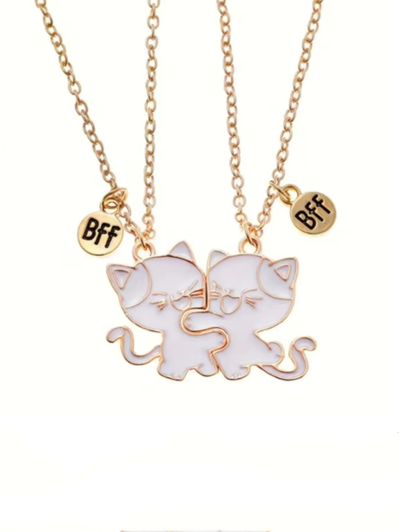 2pcs Friendship Cat Pendant Adjustable Chain Necklace, Casual Attire Neck Jewelry, Stylish Accessory for Everyday Wear, Personalized Necklace, Dainty Necklaces, Fashion Necklace