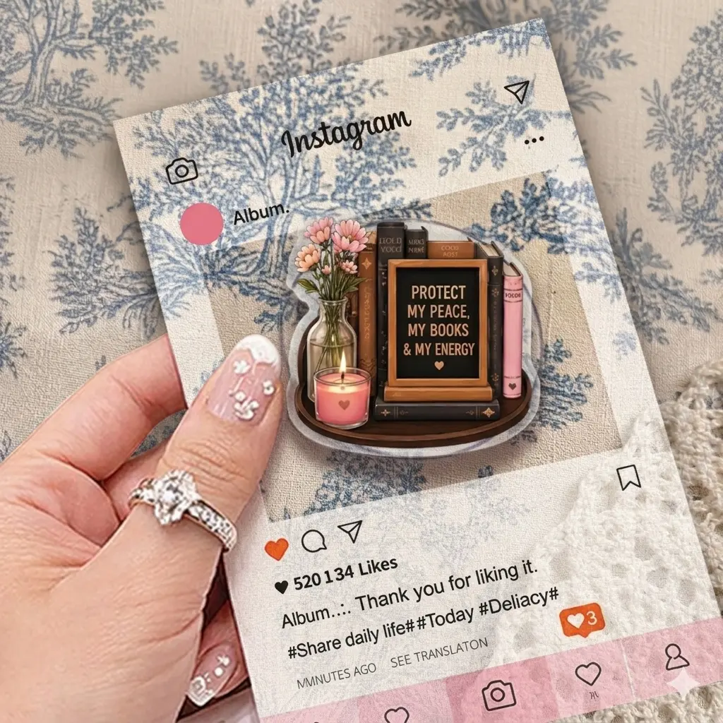 Aesthetic Book Lover Sticker - 'Protect My Peace' Design for Journaling & Scrapbooking, Kawaii Stationery Accessory
