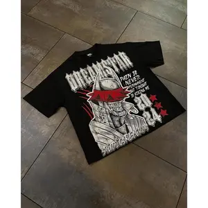 Hip Hop Casual American T Shirt Streetwear Demon Graphic T Shirts Print Cotton Oversized Harajuku Gothic Short Sleeved Y2k Top