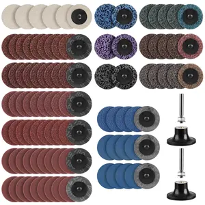 104 count Sanding Discs Set, 2 Inch   Sanding Disc for Drill   Accessories with 1/4 inch Holder for  Polish Burr Finish Rust  Removal