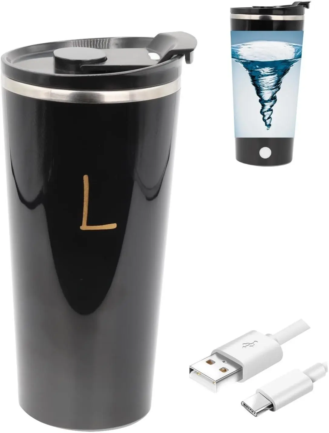 Magnetic Rechargeable Self Stirring Mug - 400ml Stainless Steel Cup for Office/Kitchen/Travel - USB Charging, One-Button Operation, Easy Clean, Perfect Gift for Coffee/Tea