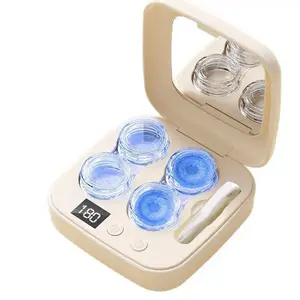 2026 New Ultrasonic Rechargeable Contact Lens Cleaner Portable Case with Vanity Mirror Daily Deep Cleaning for Travel, Sports & Home Use