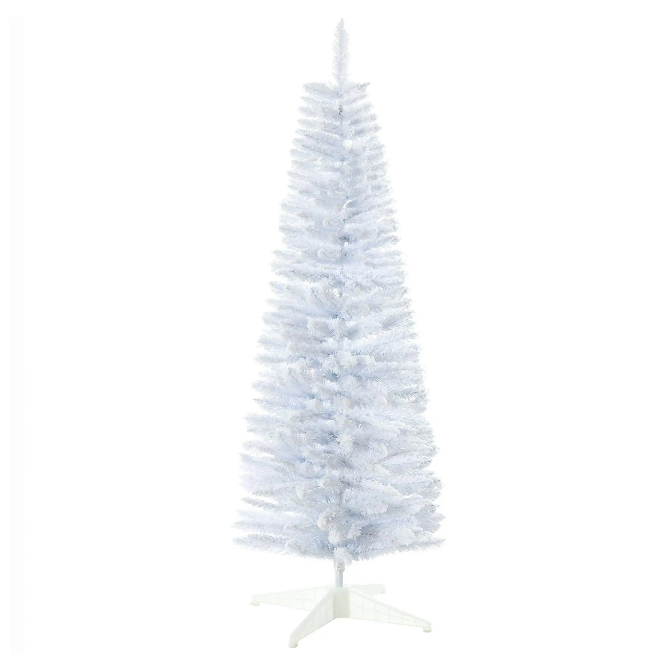 5ft Slim Snow Flocked Artificial Christmas Tree - Unlit Pencil Tree Indoor Holiday Decoration Realistic Branches with Metal Base White