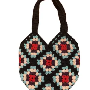 Crocheted colorful Granny Squares Shoulder bag