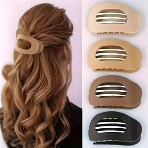 4-Pack No-Crease Matte Claw Clip for Women & Girls – Solid Color Acrylic Flat Barrettes, Strong Hold Claw Clips for Thick & Thin Hair, Minimalist Styling Accessories for Work, School, Daily Wear & Parties