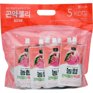 Nonghyup (NH) Konjac Jelly Drink, Peach Flavor - 8 Resealable 150g Pouches, Natural Fiber-Rich Konjac Base, Low-Calories, Dairy-Free Ambient Fruit Snacks, Korean Food, Convenience Snack
