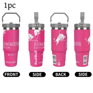 1pc 30oz Bull Leakproof Insulated Stainless Steel Travel Bottle, Portable Reusable Vacuum Insulated Water Tumbler with Carry Handle, Ideal for Camping & Hiking, Hydration Tumbler