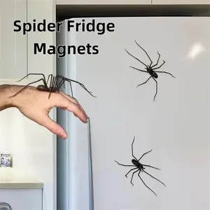 2PCS Funny Realistic Spider Fridge Magnets - Removable Magnetic Decals for Refrigerator, Garage Door & Car - Spooky Indoor Outdoor Halloween Decor Prank Gift