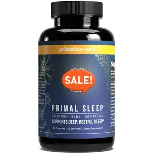 Harvest Primal Sleep Support Supplement for Adults with Melatonin, GABA, Valerian Root, L-Tryptophan, Magnesium Bisglycinate Chelate, and Chamomile for Deep Restful Sleep, gift for him and her, mother dad lover gift
