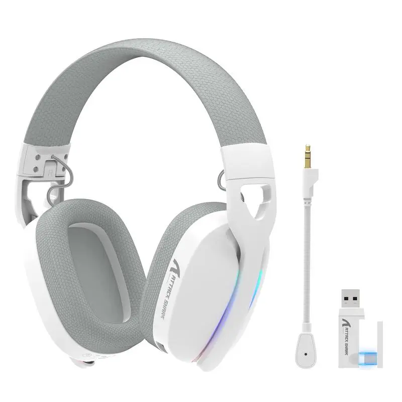 ATTACK SHARK Wireless Gaming Headset Ultralight RGB with Plug-In Microphone 7.1 Surround Sound Headphones for Xbox One PS4 PS5 PC Gaming Accessories
