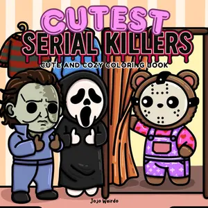 Cutest Serial Killers: A Parody Coloring Book for Adults Featuring Horror Icons in Adorable, Cute and Cozy Scenes that are Almost Innocent: 40 ... for fans of dark humor and twisted cuteness, Paperback