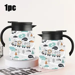 1pc 34oz Stainless Steel Insulated Mug "Cute Pet Train! Fun Animal Coffee Pot" with handle and removable filter. Large capacity, suitable for various occasions. Personalized gift Stainless Steel Flask