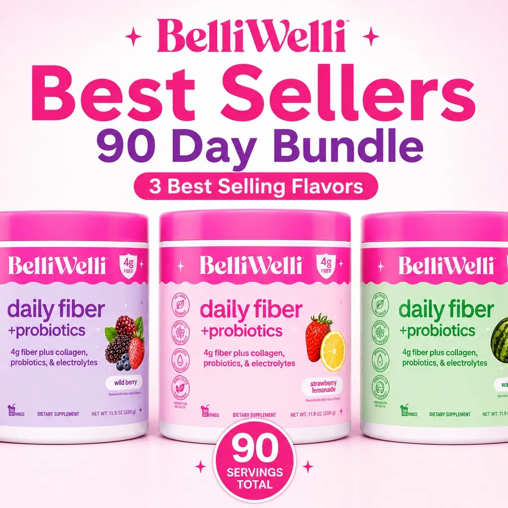 Special 90 day Bundle - BelliWelli Daily Fiber + Probiotics + Collagen Fitness Supplement