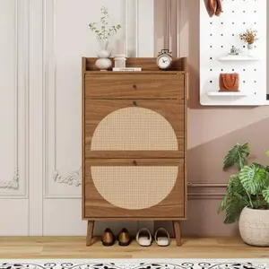 Rattan, Allen 2 Door 1 Drawer Cabinet, Shoe Rack, Double Layer, Suitable for Entrance Rattan, Allen 2 Door 1 Drawer Cabinet, Shoe Rack, Double Layer, Suitable for Entrance