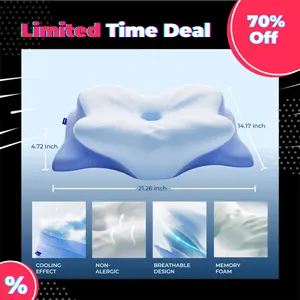 Derila Ergo Cervical Neck Pillow – Ergonomic Memory Foam Neck Support for All Sleep Positions | Pain Relief, Cooling, Breathable, and Contoured Design for Optimal Sleep Comfort | Ideal for Side, Back, and Stomach Sleepers