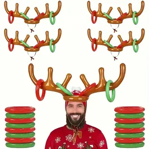 Inflatable Reindeer Antler Throwing Game Set, Christmas Halloween Easter Party Decorations, Durable PVC Material, Fun Holiday Entertainment