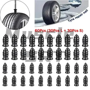 60Pcs Tire Repair Screws Plugs, Self-service Tyre Repair Vacuum Rubber Nails Kit for Car/Motorcycle/Truck/Tractor Puncture Fast Tyre Repair Supplies