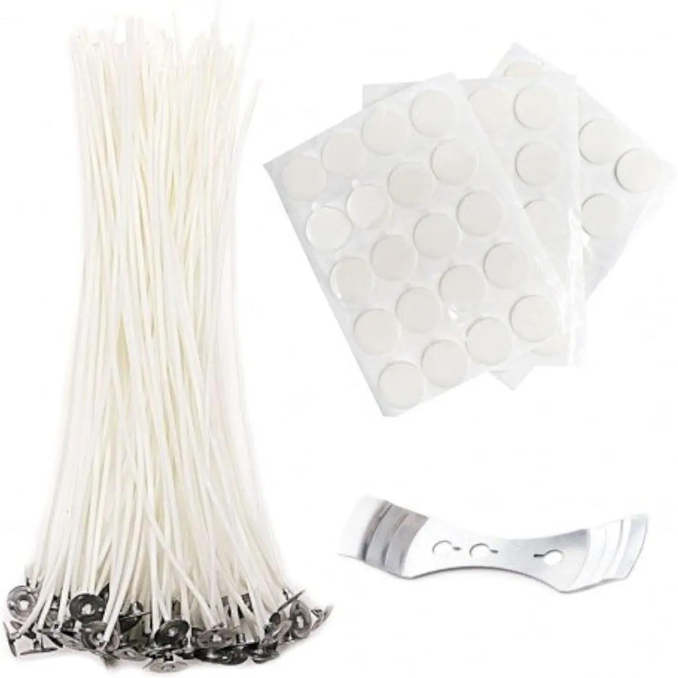 8 inch Candle Wick with Candle Wick Stickers and Candle Wick Centering Device,60 pcs for Candle Making