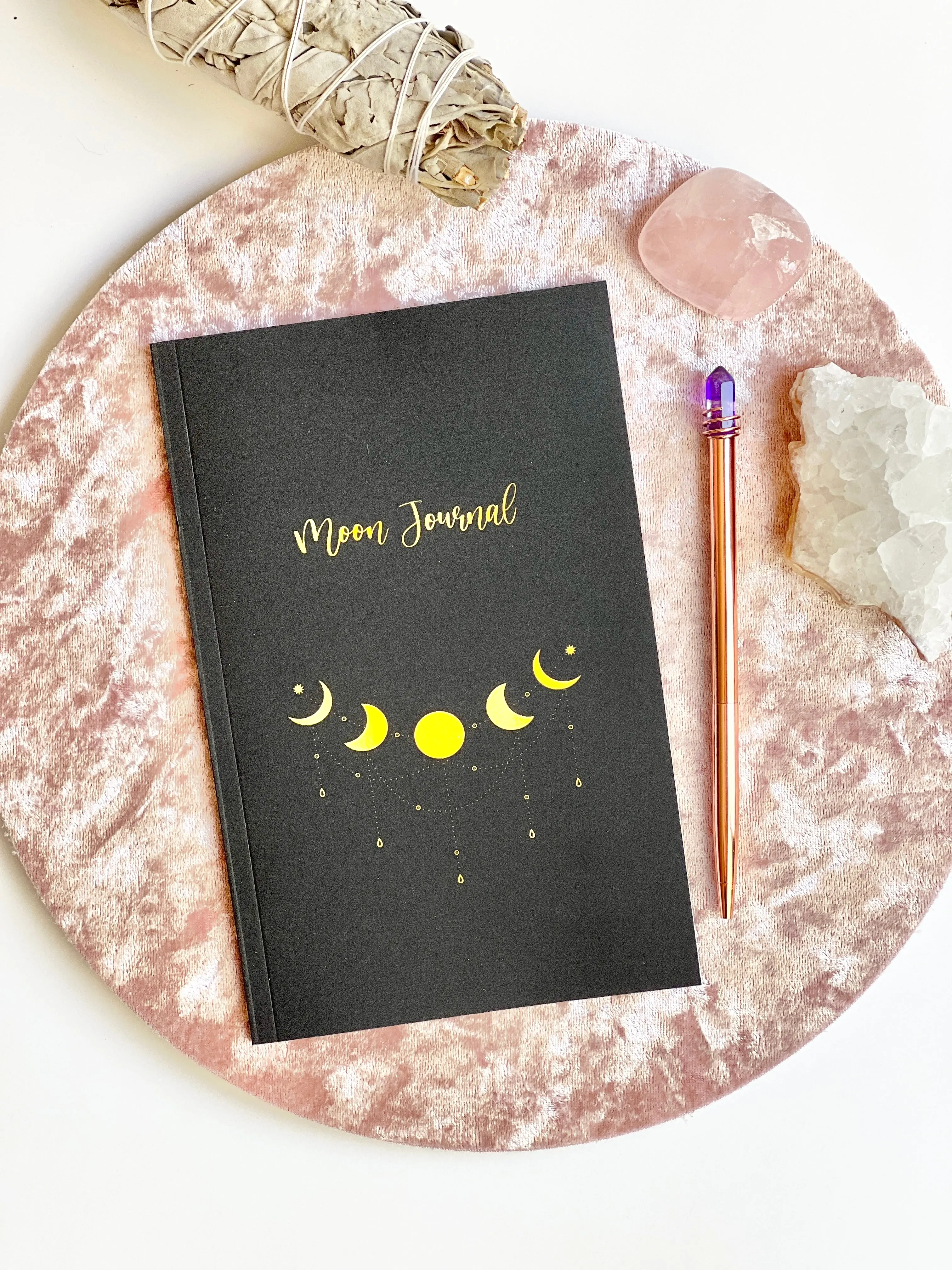 Moon Rituals & Manifestation Journal - Personal Journal with Moon Illustrations, Pencil & Pen Included, Natural Theme Design