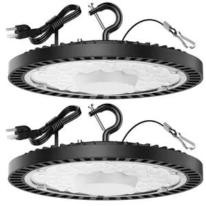 24000LM UFO LED High Bay Lights Set of 2, 150W LED Shop Lights, 600W MH/HPS Equivalent Warehouse Lights 5000K, Waterproof Industrial Commercial Lighting Fixtures for Workshop Barn Garage, Non-dimmable