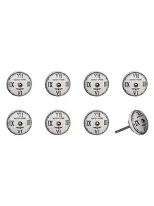 212 MAIN 1.5in Hand-Painted Black & White Flower Ceramic-Metal Drawer Pull Knobs - Set of 8, Traditional Cabinet Pulls & Drawer Handles for Large Appliance Parts & Accessories