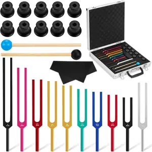 Tuning Fork Set Chakra Tuning Fork Multiple Hz Tuning Forks for  with Aluminum Box, Tuning Fork Hammer and Cleaning Cloth for Sound Yoga Meditation(174 Hz-963 Hz)