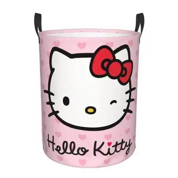 Sanrio HelloKitty Cartoon Laundry Basket - Large-Capacity Foldable Hand-Carry Hamper with Handles, Collapsible Storage Bin for Bathroom Bedroom, Home Organizer Gift for Girls, Laundry Baskets, Cartoon Laundry Baskets