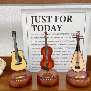 Traditional Style Plastic Music Box Set, Violin, Guitar, Lute with Golden Accents, Ideal for Classical Music Lovers, Perfect Gift