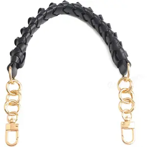 Chunky Leather Braided Purse Handle Adjustable- Short Strap Replacement for Handbag 12 Inch