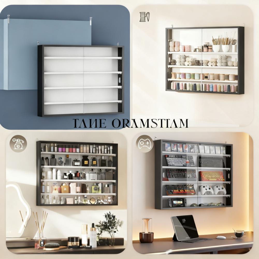 SAVEYOUR Black Wall-Mounted Display Case with Large Capacity Clear Door for a Stunning Collectible Showcase Ideal for Collectors