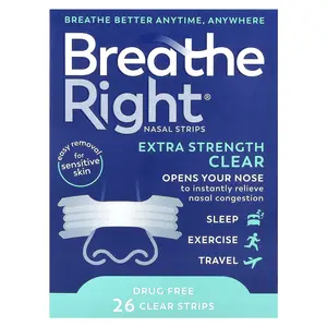 Breathe Right Nasal Strips, Clear, For Sensitive Skin, 26 Clear Strips